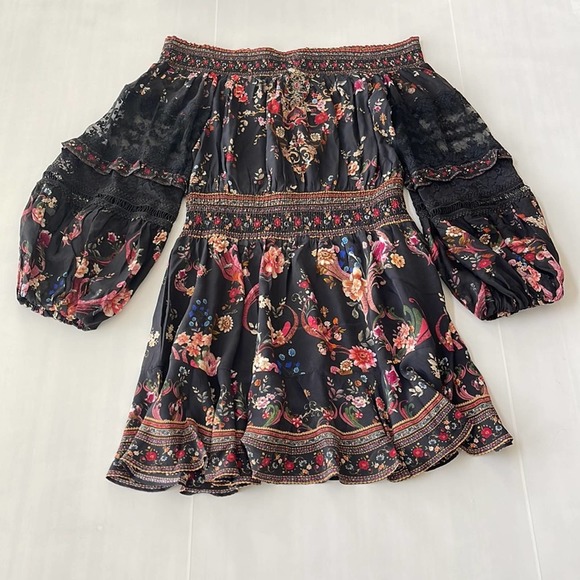 NEW Camilla SIZE L (100% Silk) A Girl Like You Off The Shoulder Mini Dress - Picture 4 of 10